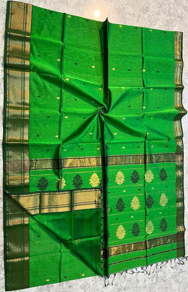 Maheshwari Silk Saree In Green