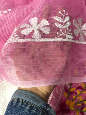 Kota Doria Embroidery Work Suit In Blue,kota doria suits jaipur