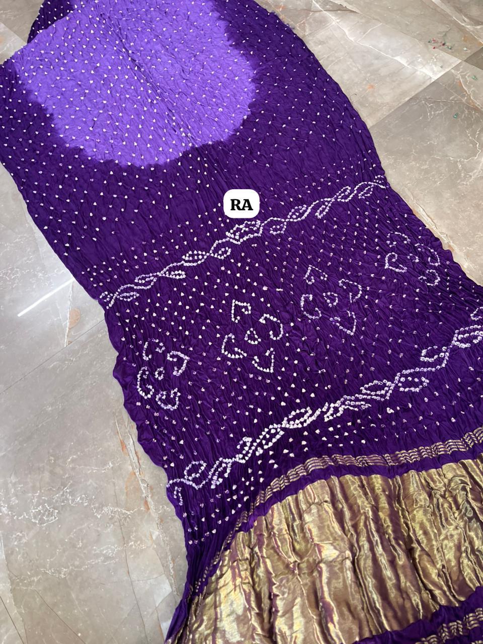 Mira Beautiful Purple Bandhej Silk Saree