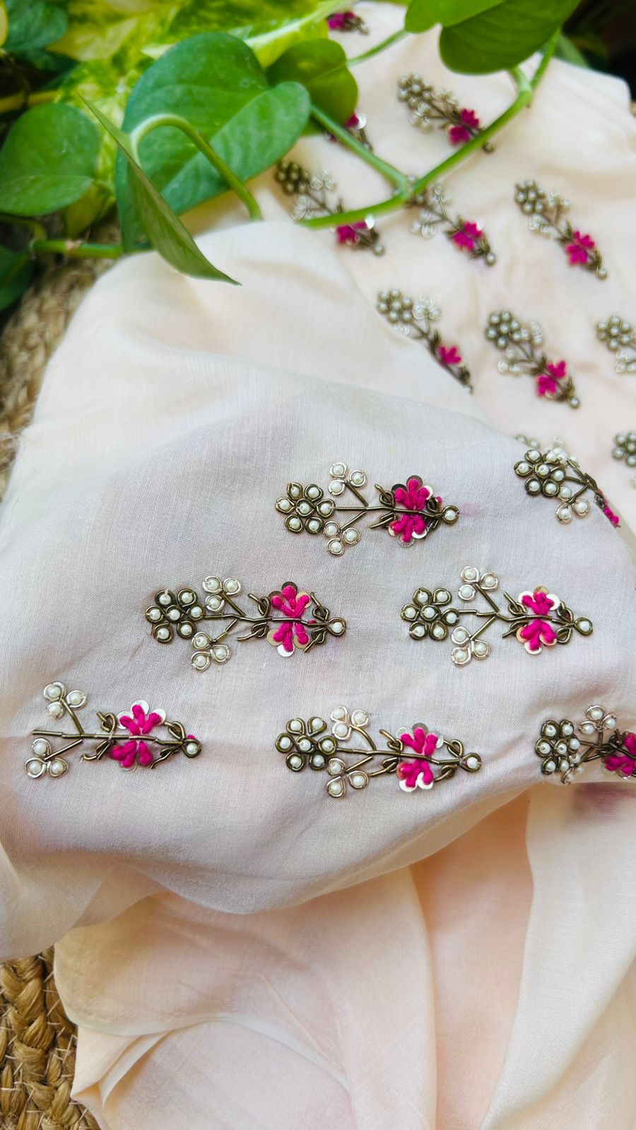 Peach Gota Patti Kurti