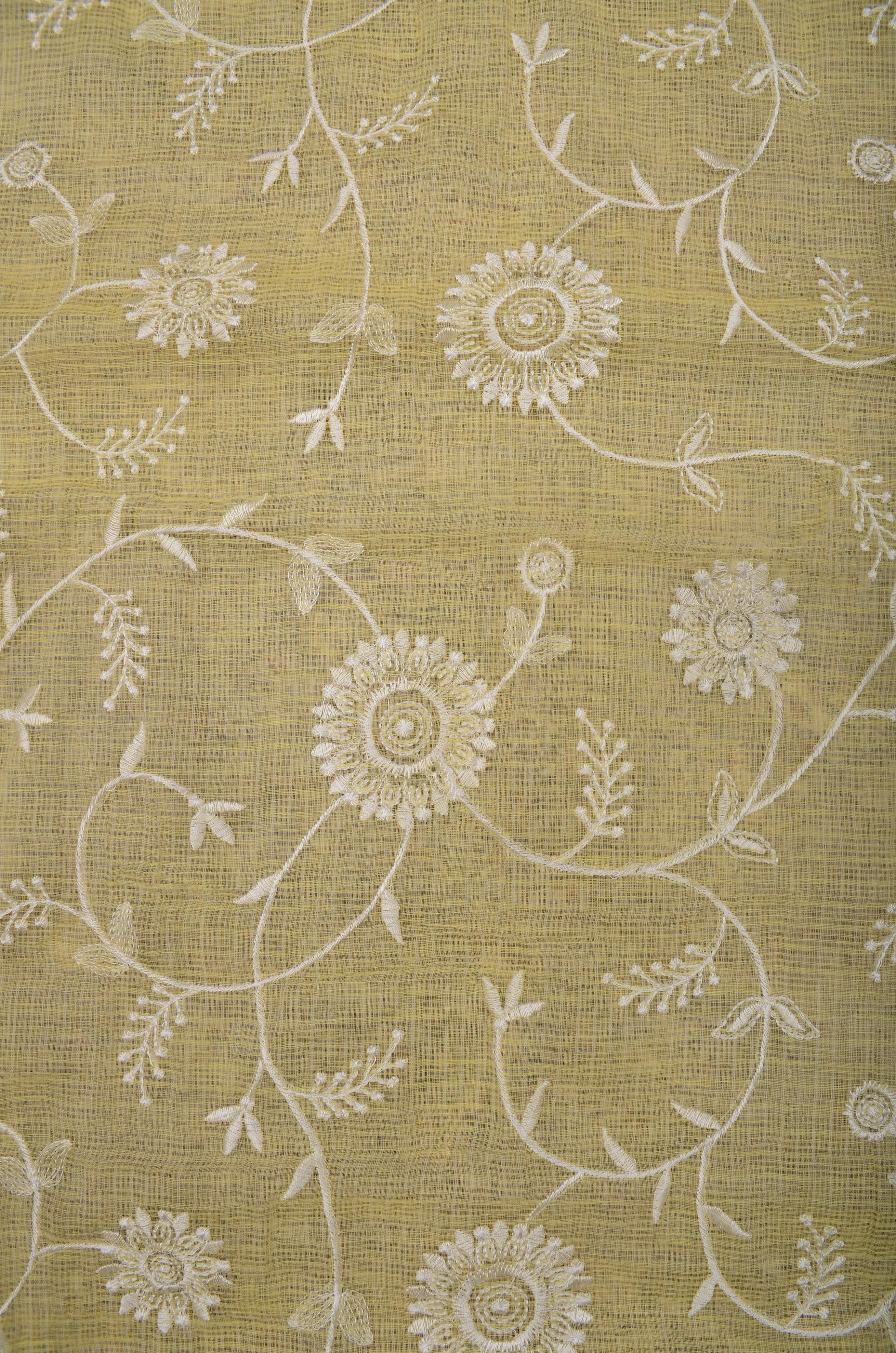 Tara- Kota Doriya Embroidery Work Suit In Yellow