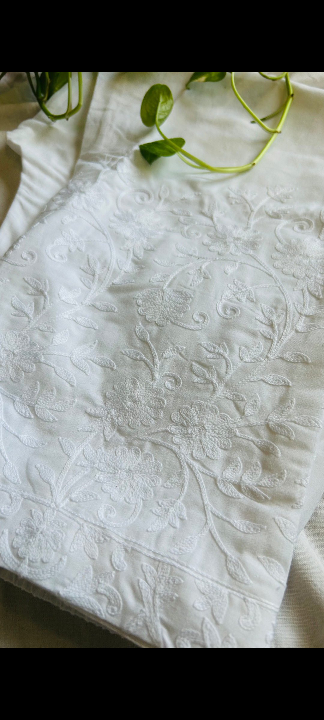 Bindu White Embroidery Straight Pant In Cotton For Women