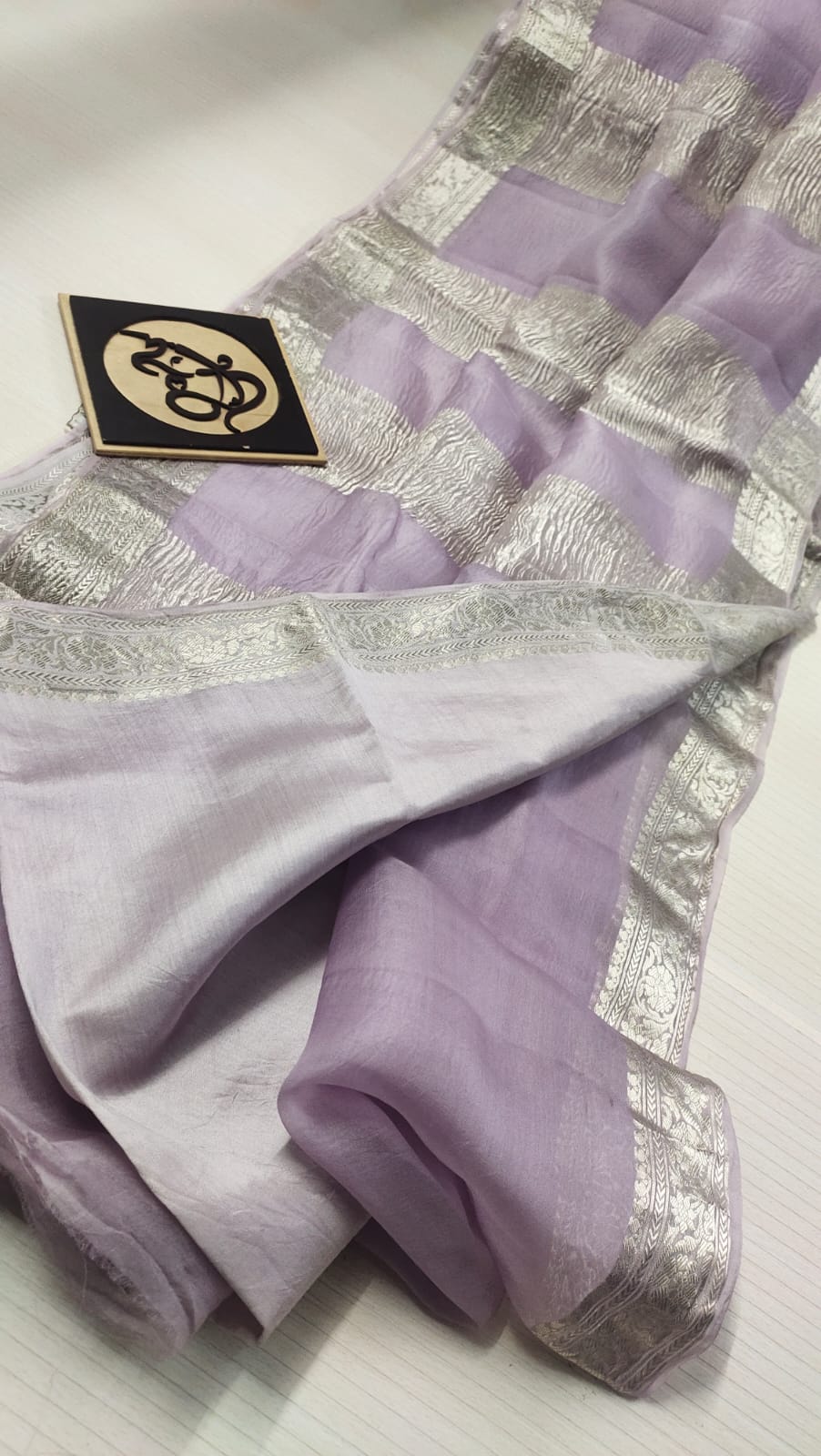 Baby Purple Banarasi Tissue Fancy Party Saree