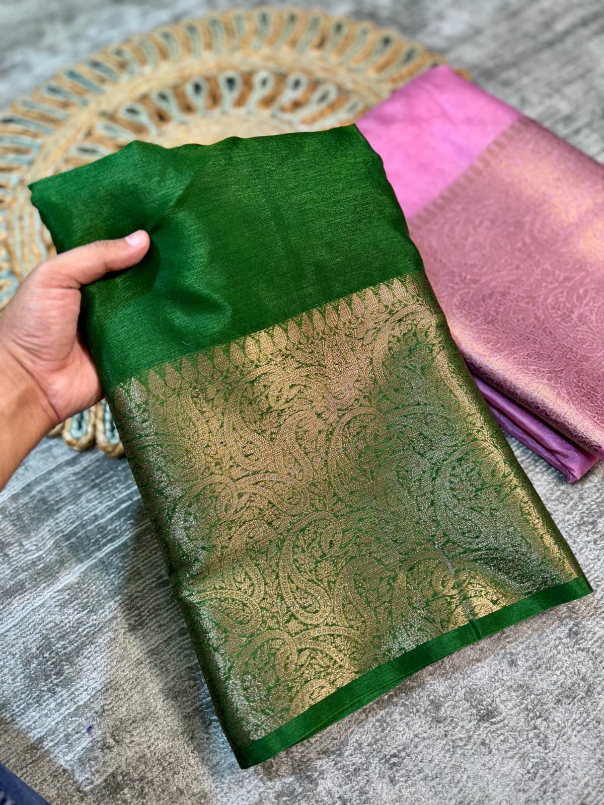 Green Banarasi Handloom Zari Border Silk Saree