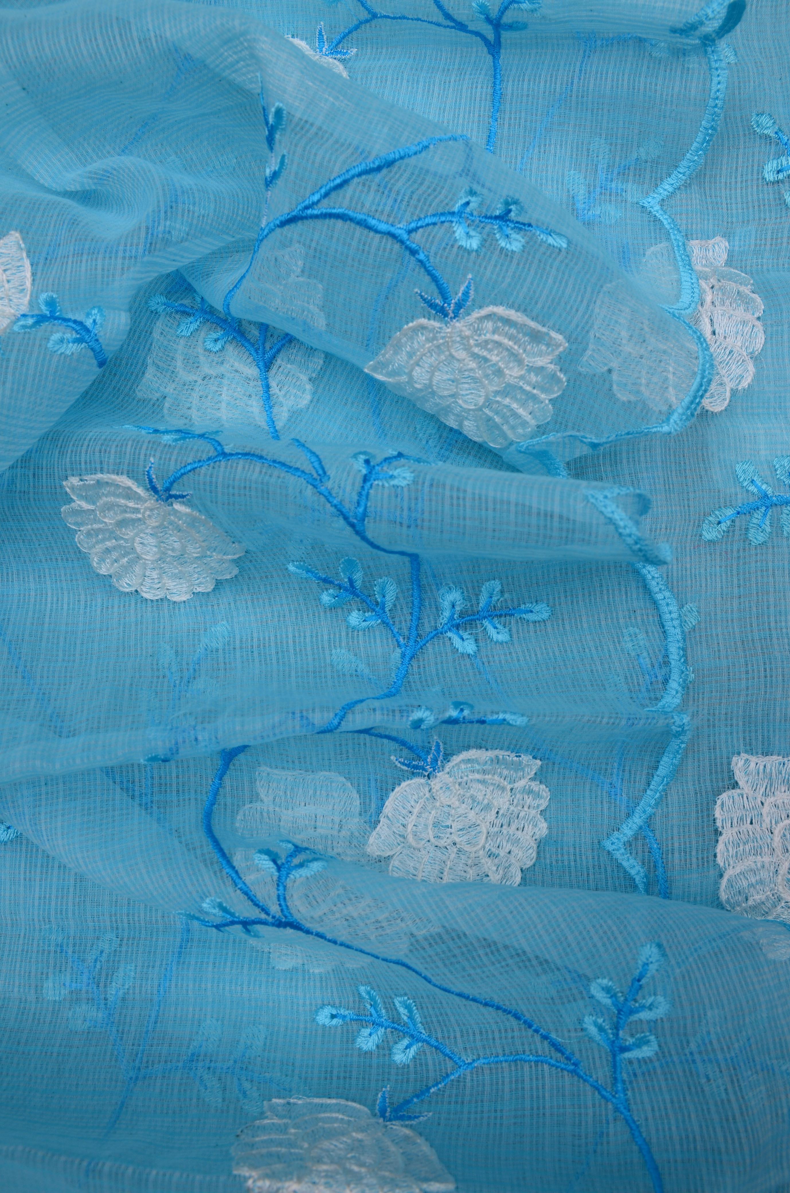 Shachi- Sky Blue Kota Doriya Embroidery Work Suit