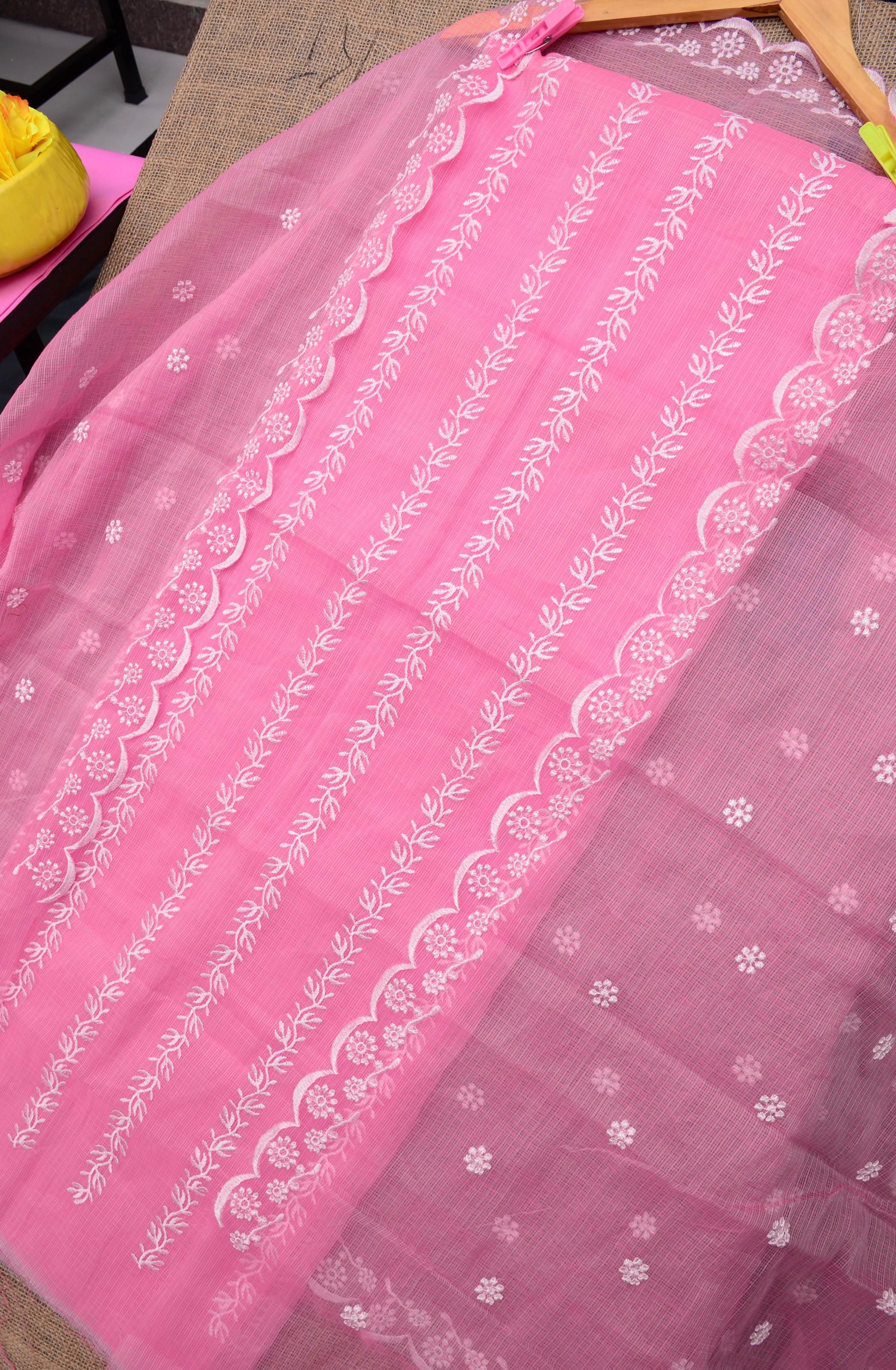 Kota Doriya Embroidery Work Suit In Pink