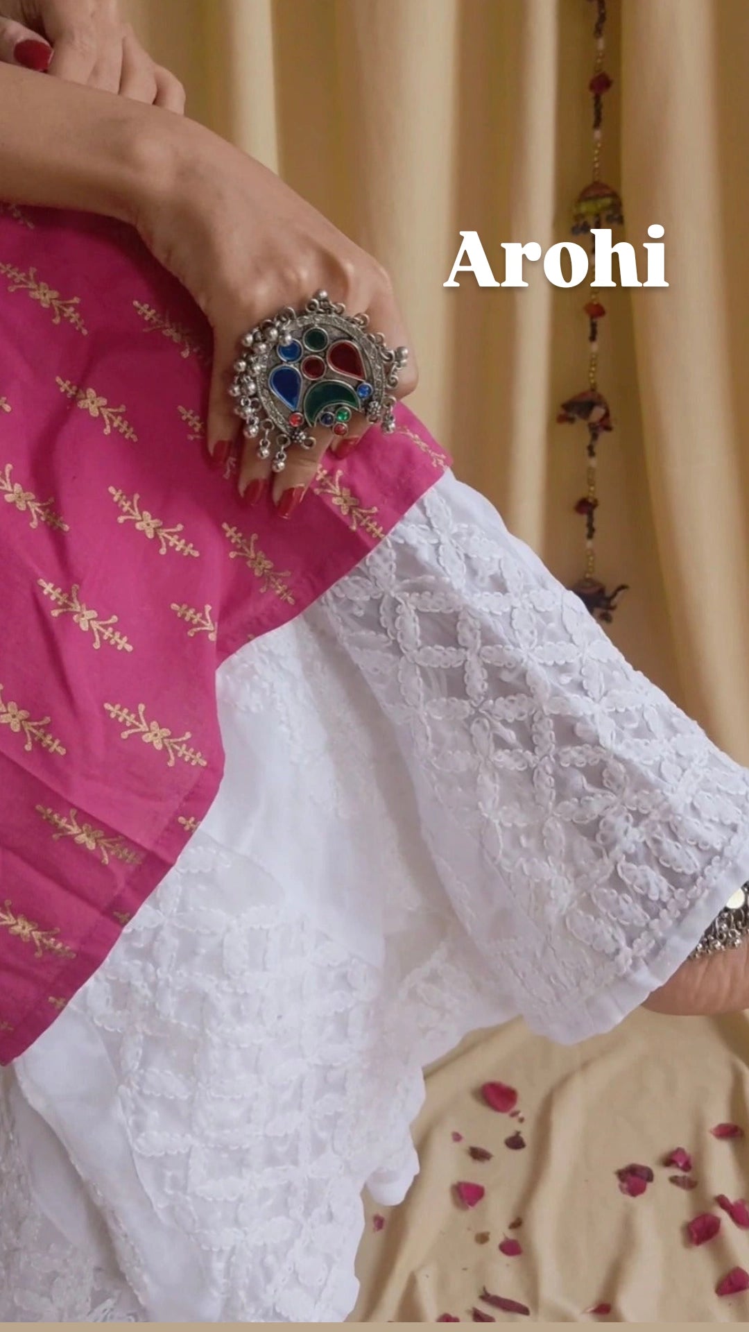 Aarohi White Lucknowi Chikankari Sharara