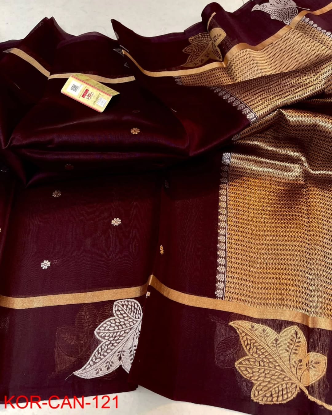 Brown Elegant Banarasi Kora Silk Saree
