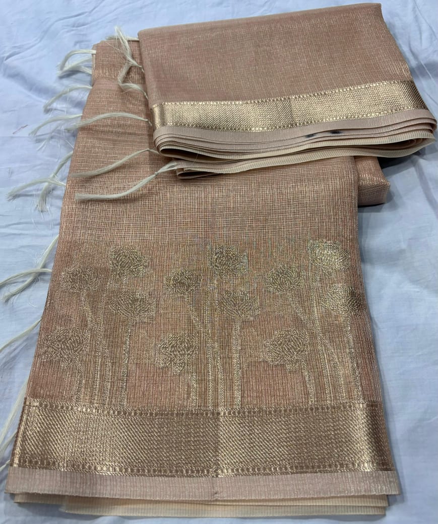 Banarasi Handloom Shimmer Tissue Zari Border Silk Saree