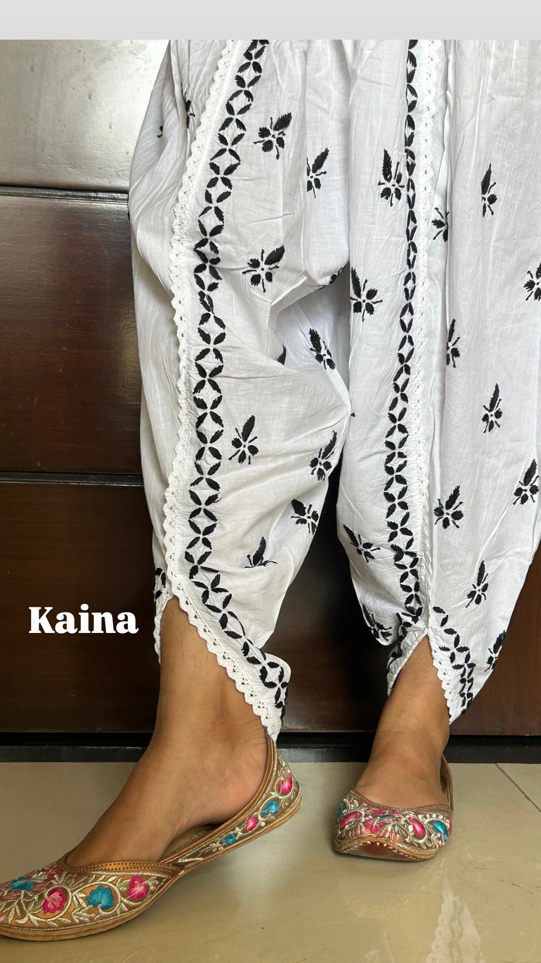 Kaina Chikankari Dhoti Salwar in White and Black
