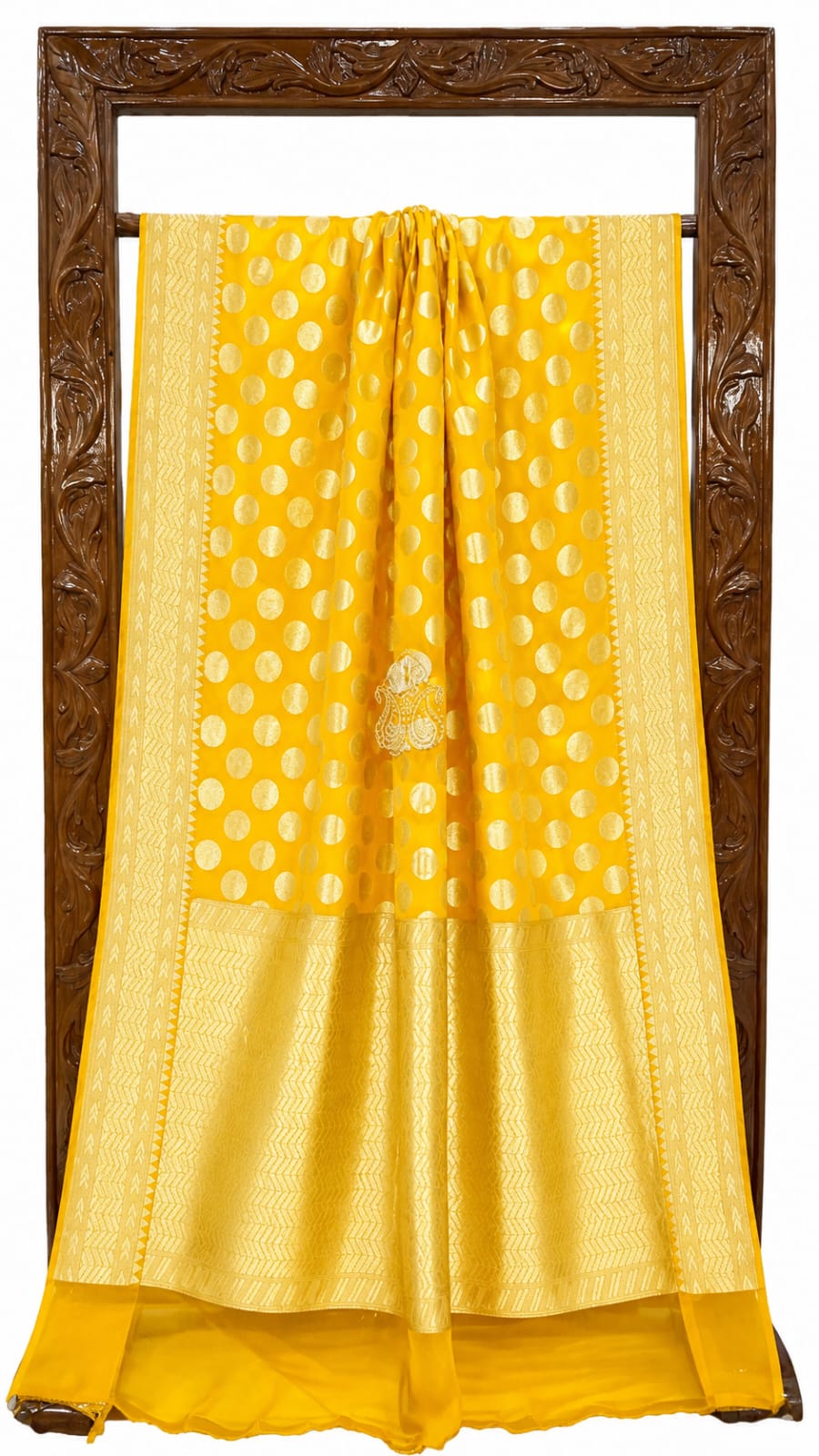 Yellow Banarasi Handloom Semi Georgette Saree