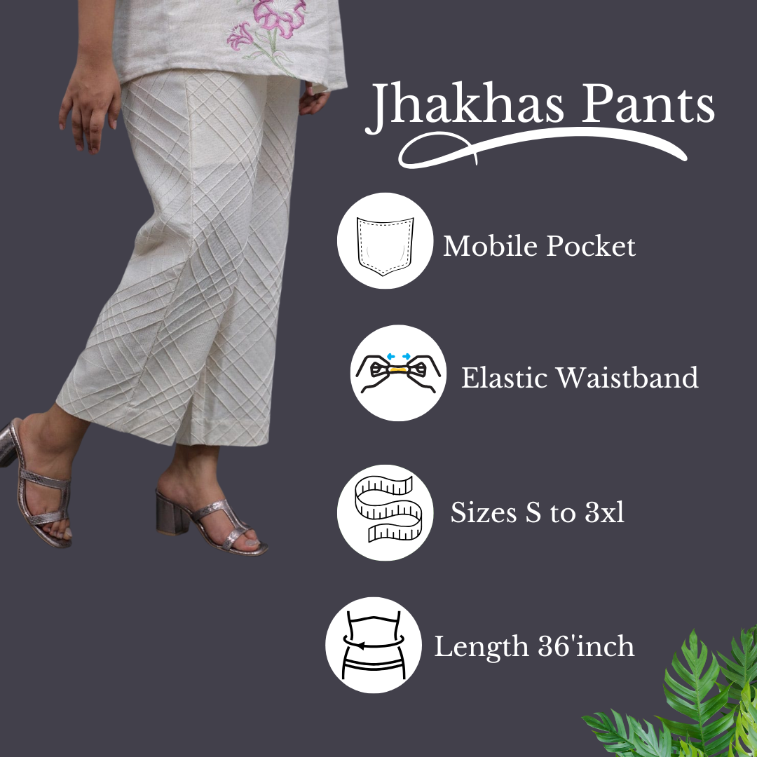 Aneri Cream Straight Pant In Cotton For Women