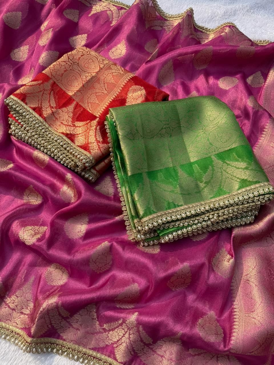 Banarasi Rich Zari Tissue Silk Saree In Red