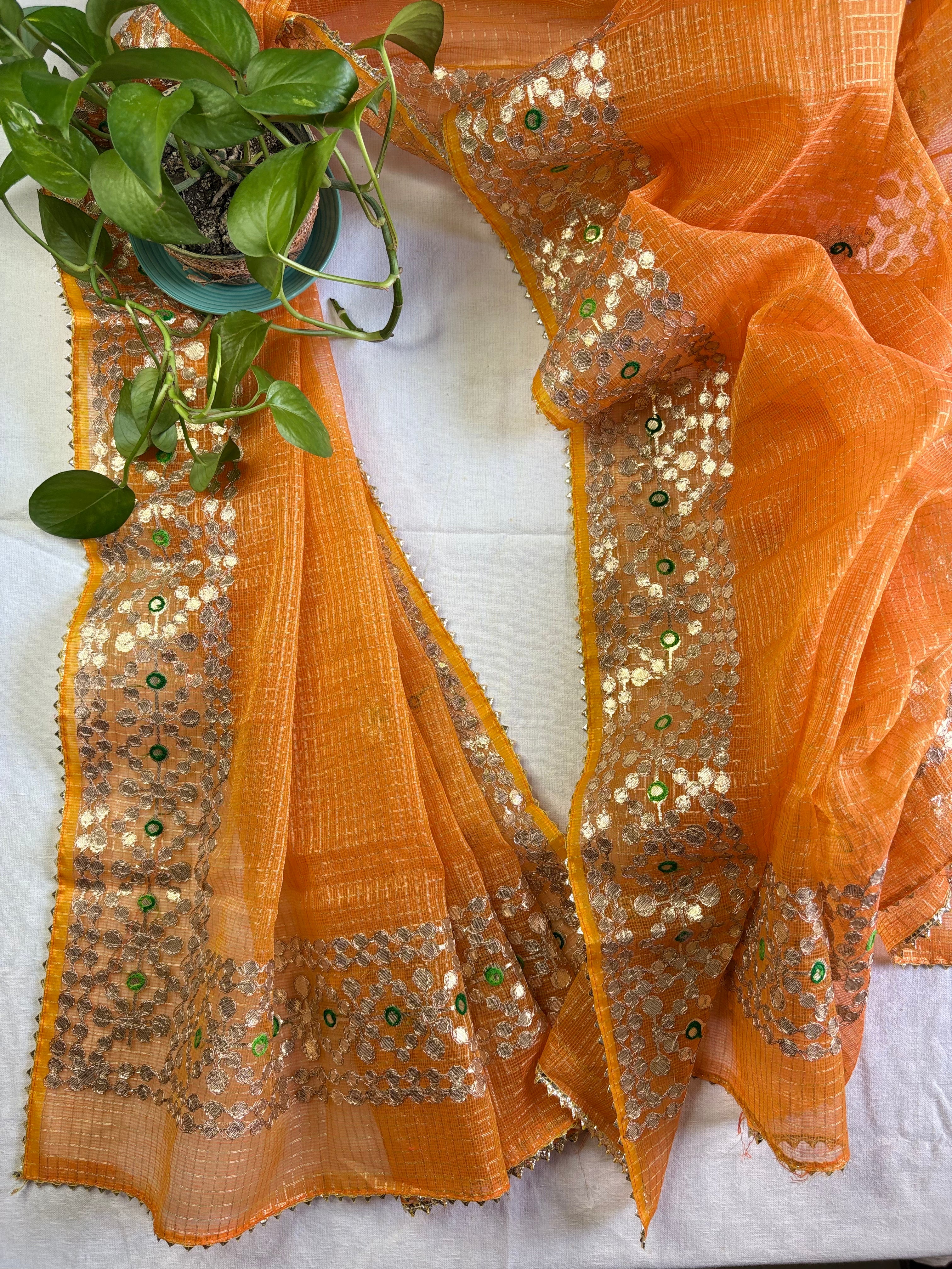 Rupam- Wedding Wear Kota Gota Patti Salwar Suit In Gota Work Orange Color