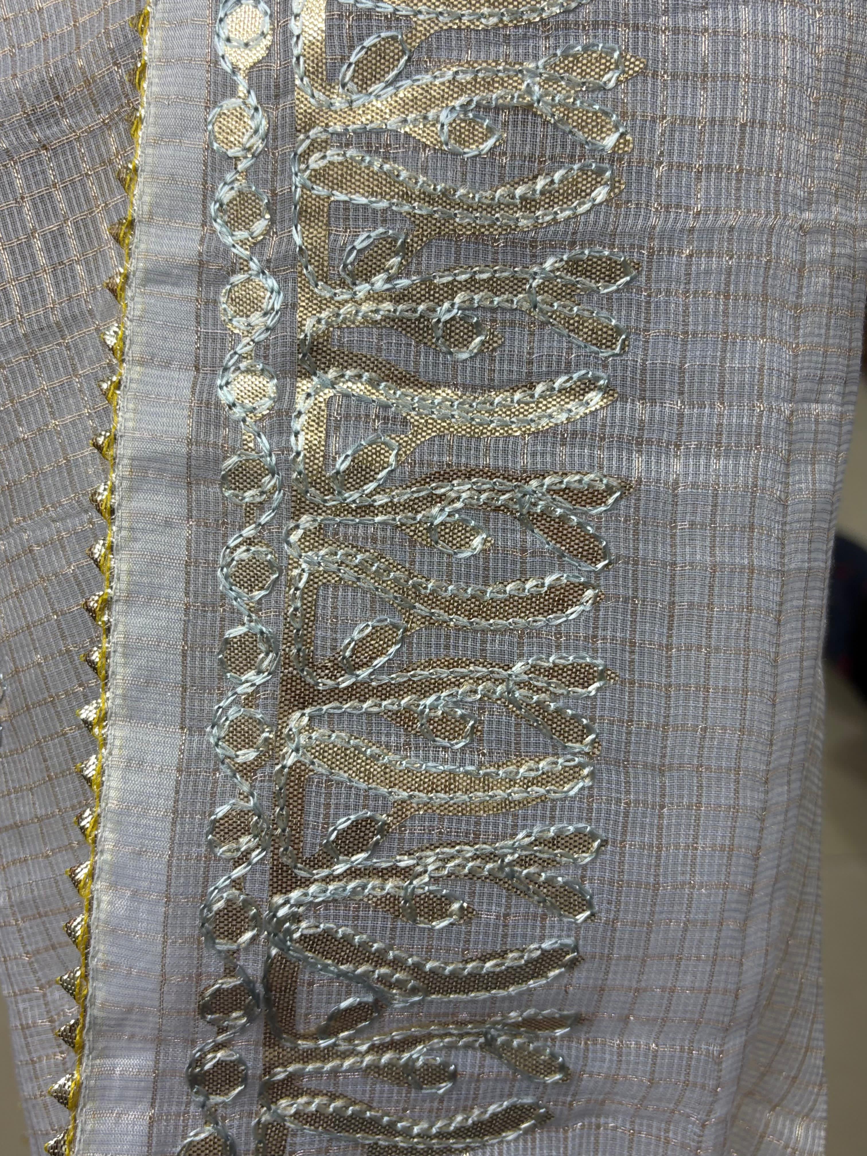 Grey Kota Doria Heavy Gota Patti Work Dupatta