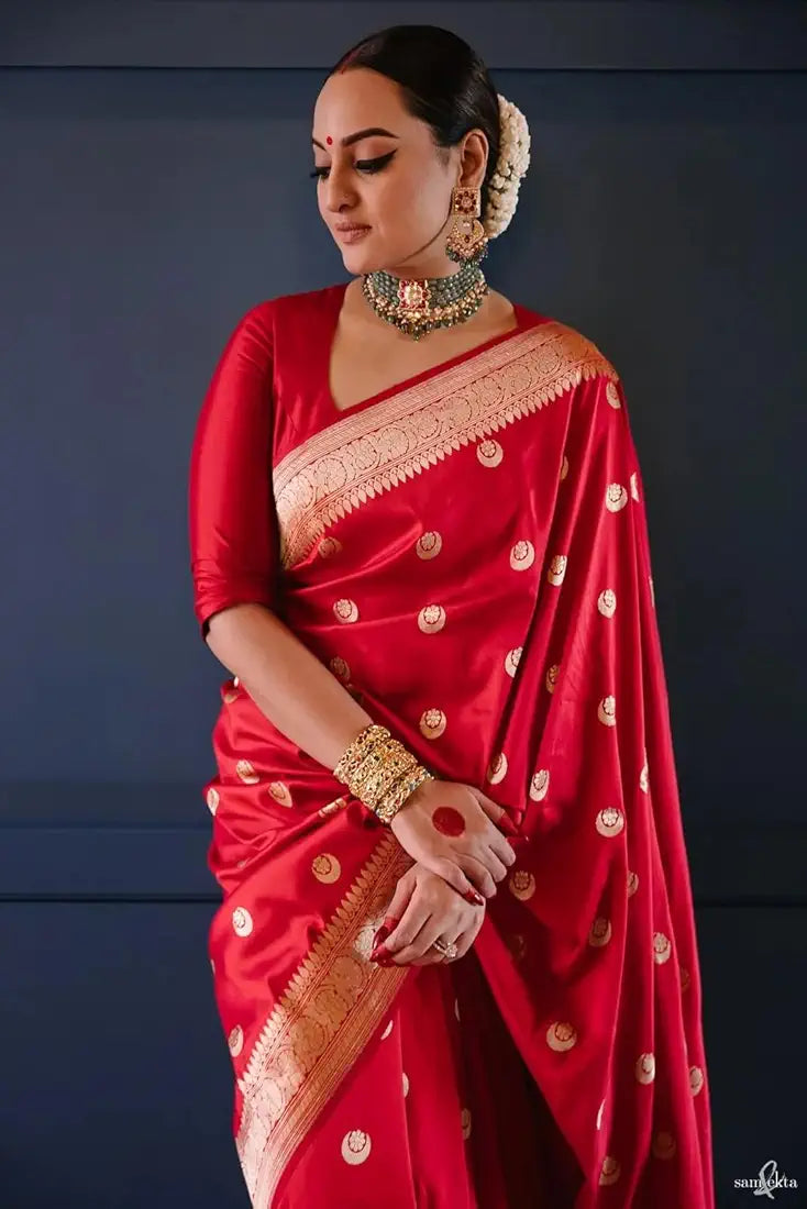 Sonakshi Sinha Inspired Wedding Wear Semi Kathan Soft Silk Saree