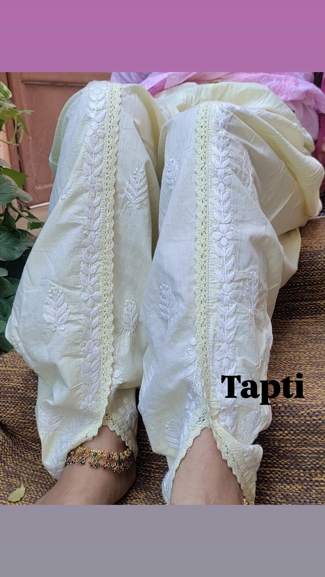 Tapti Yellow Chikankari Dhoti Salwar