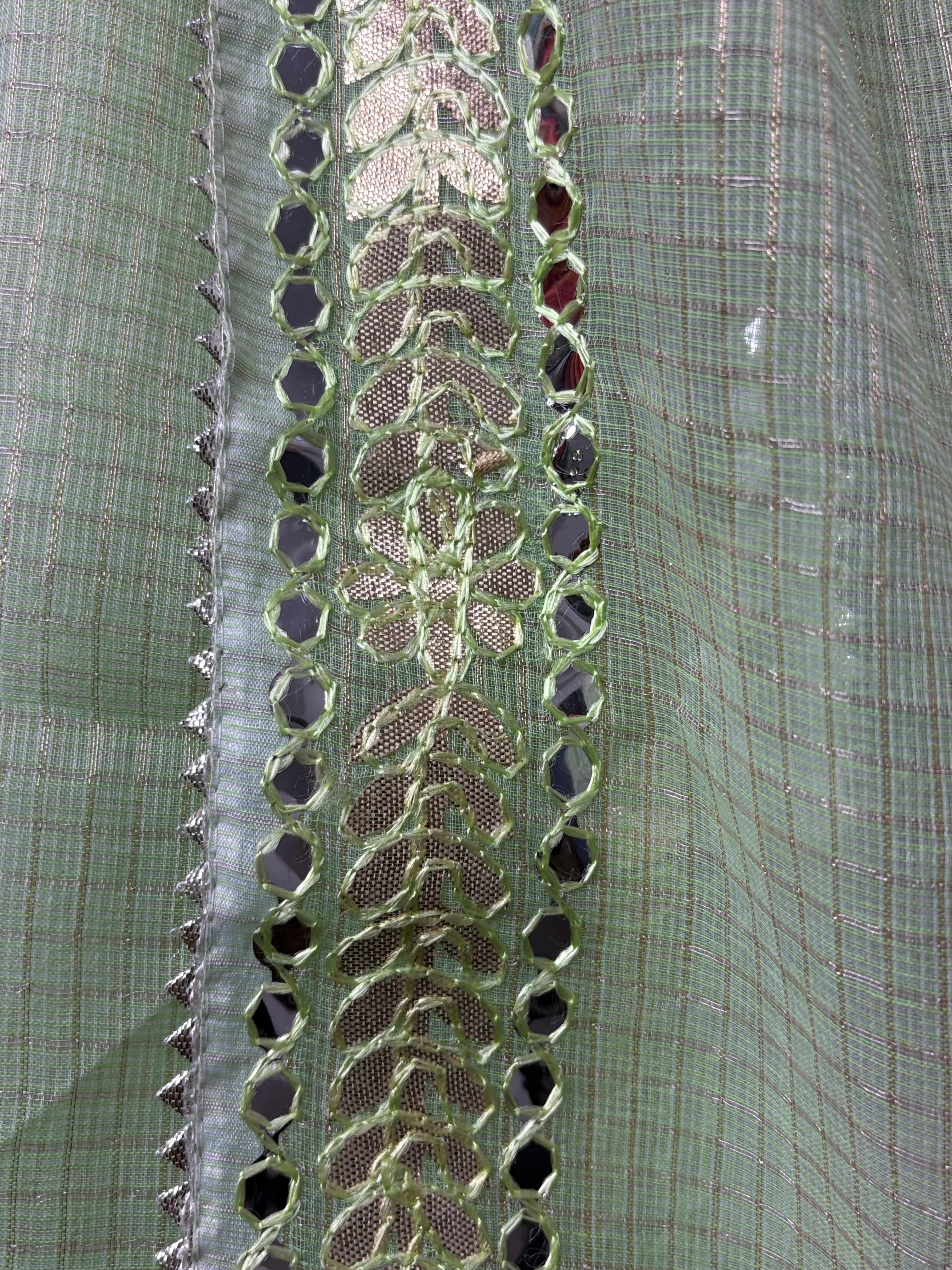 Green Kota Doria Heavy Gota Patti Work Dupatta