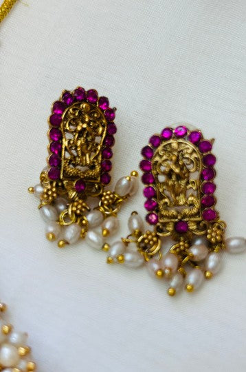 Traditional South Indian temple-style necklace set