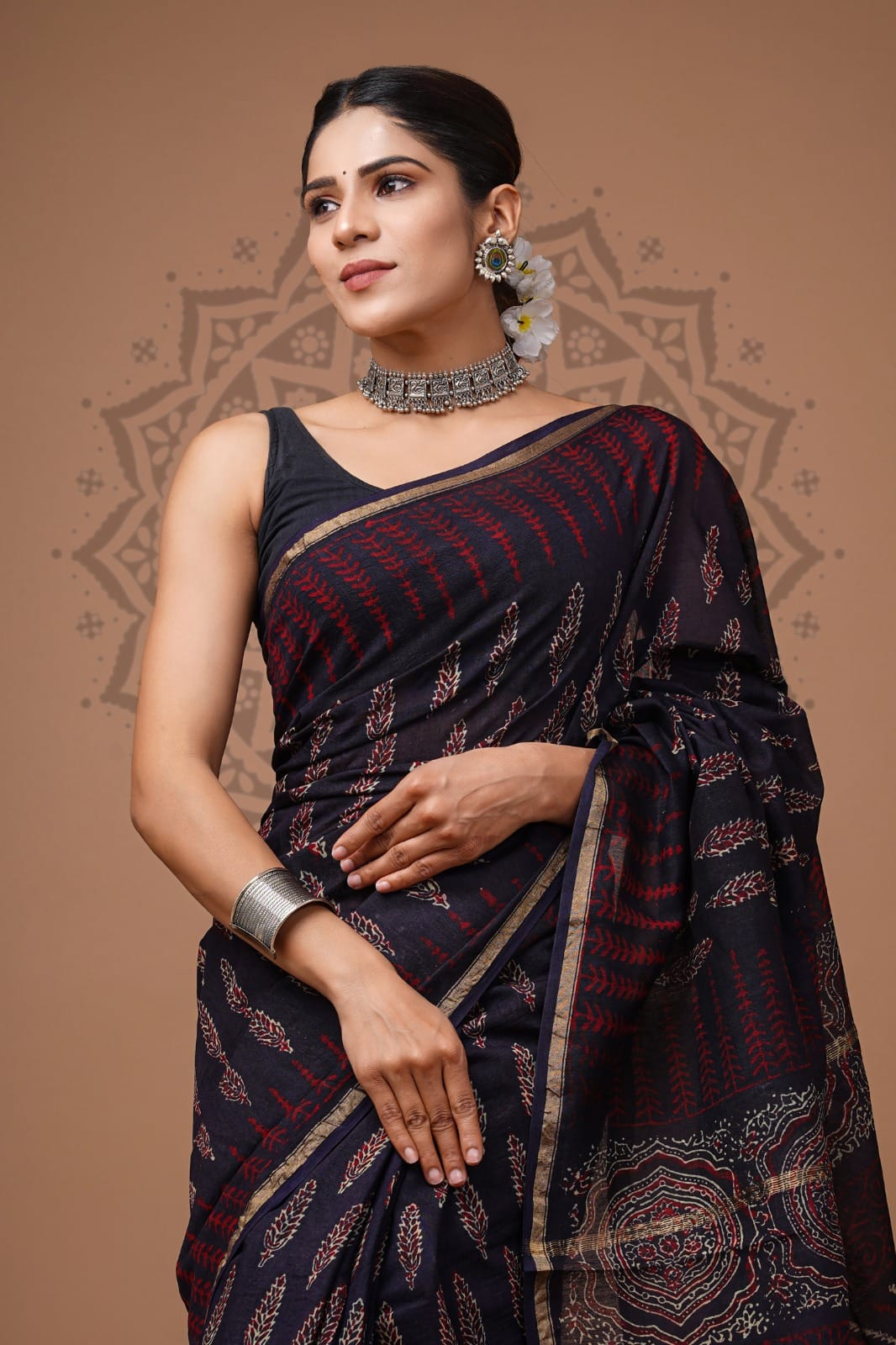 Black Chanderi Saree