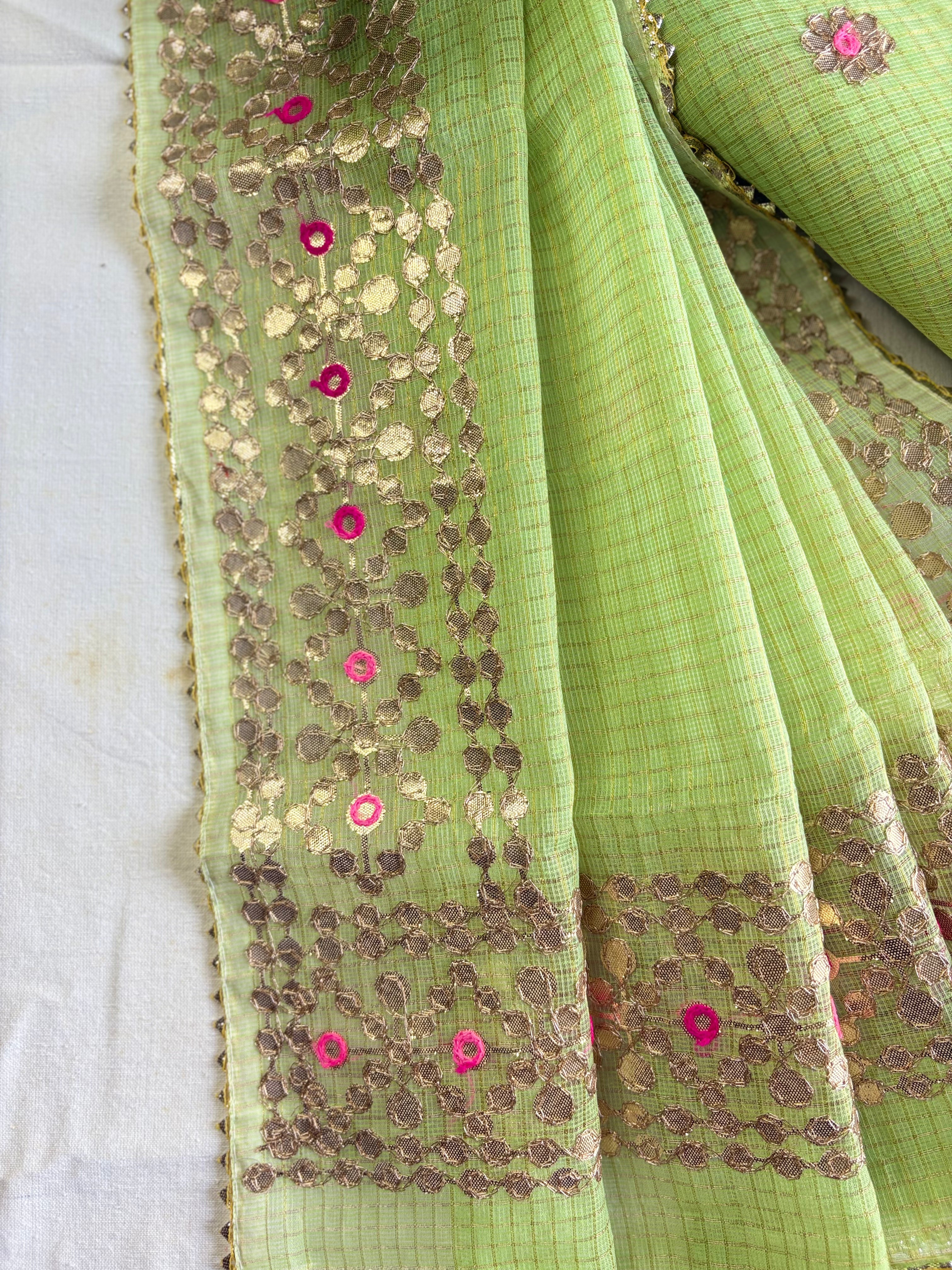 Wedding Wear Kota Gota Patti Salwar Suit In Gota Work Green Color
