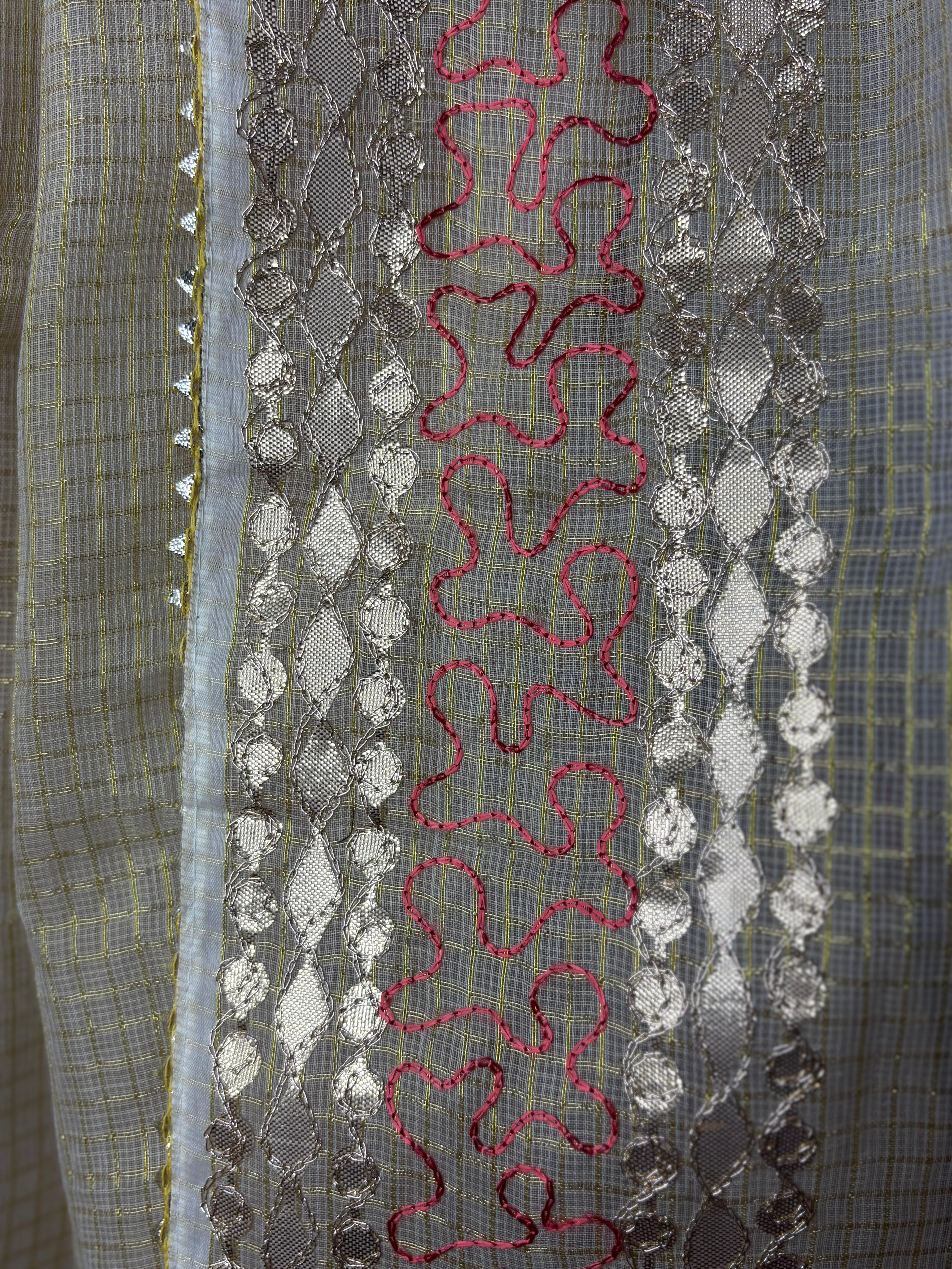 Grey Kota Doria Heavy Gota Patti Work Dupatta