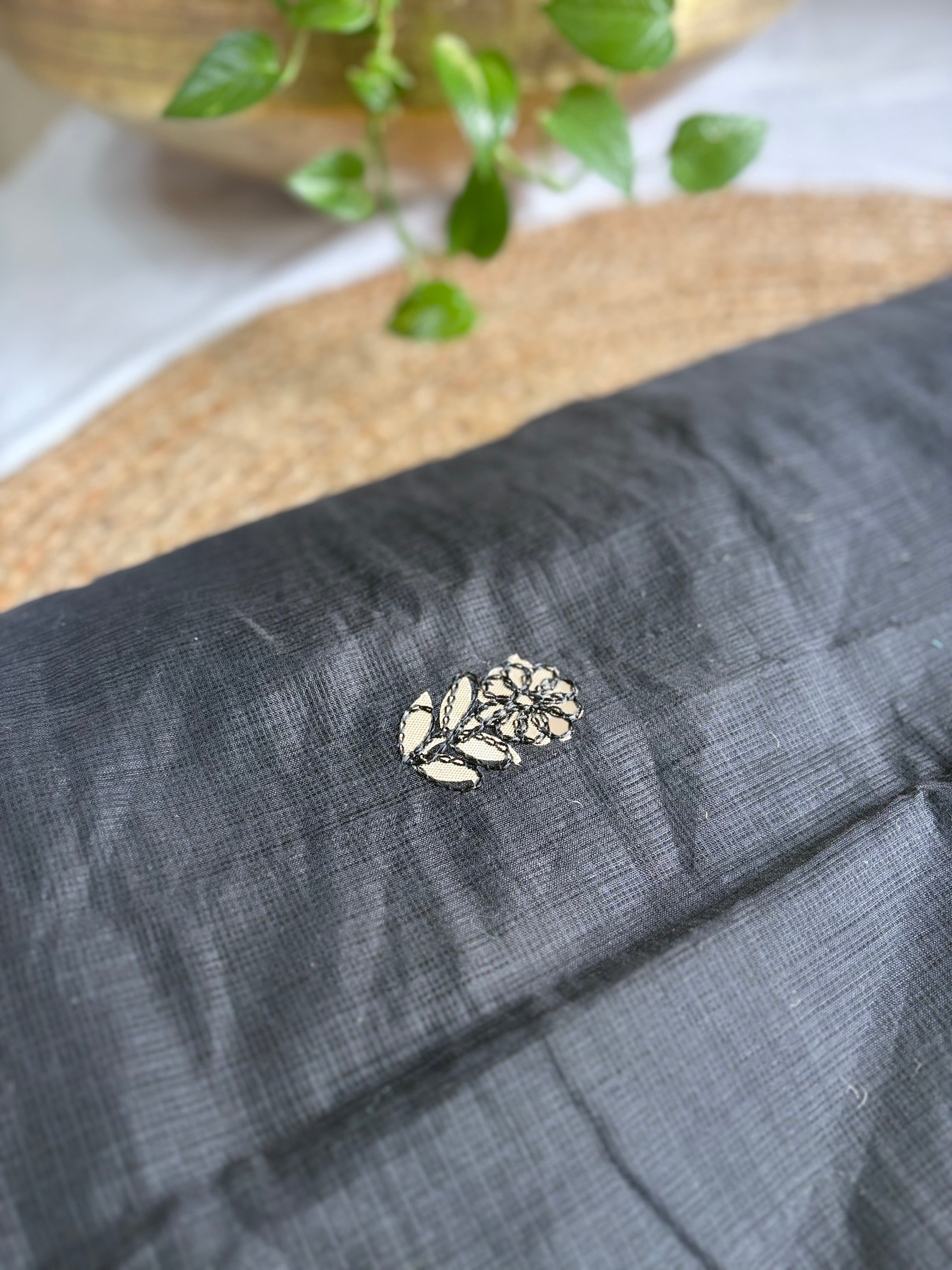 Black Kota Doria Gota Patti Saree