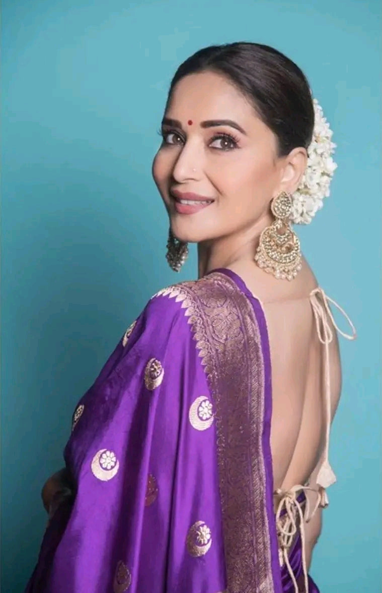 Madhuri Dixit Inspired Semi Kathan Soft Silk Saree