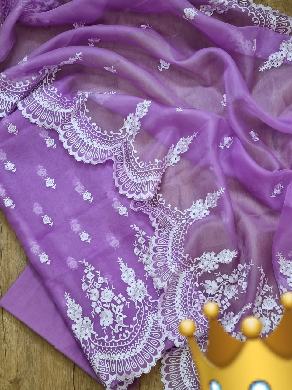 Purple Banarasi Orgenza Silk Embroidery Suit(Unstitched)