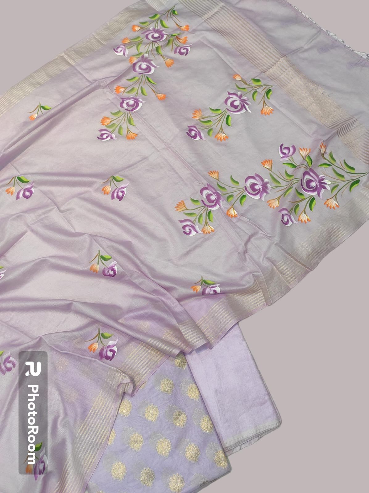 Lovely in Lavender Purple Banarasi Cotton Silk Suit(Unstitched)