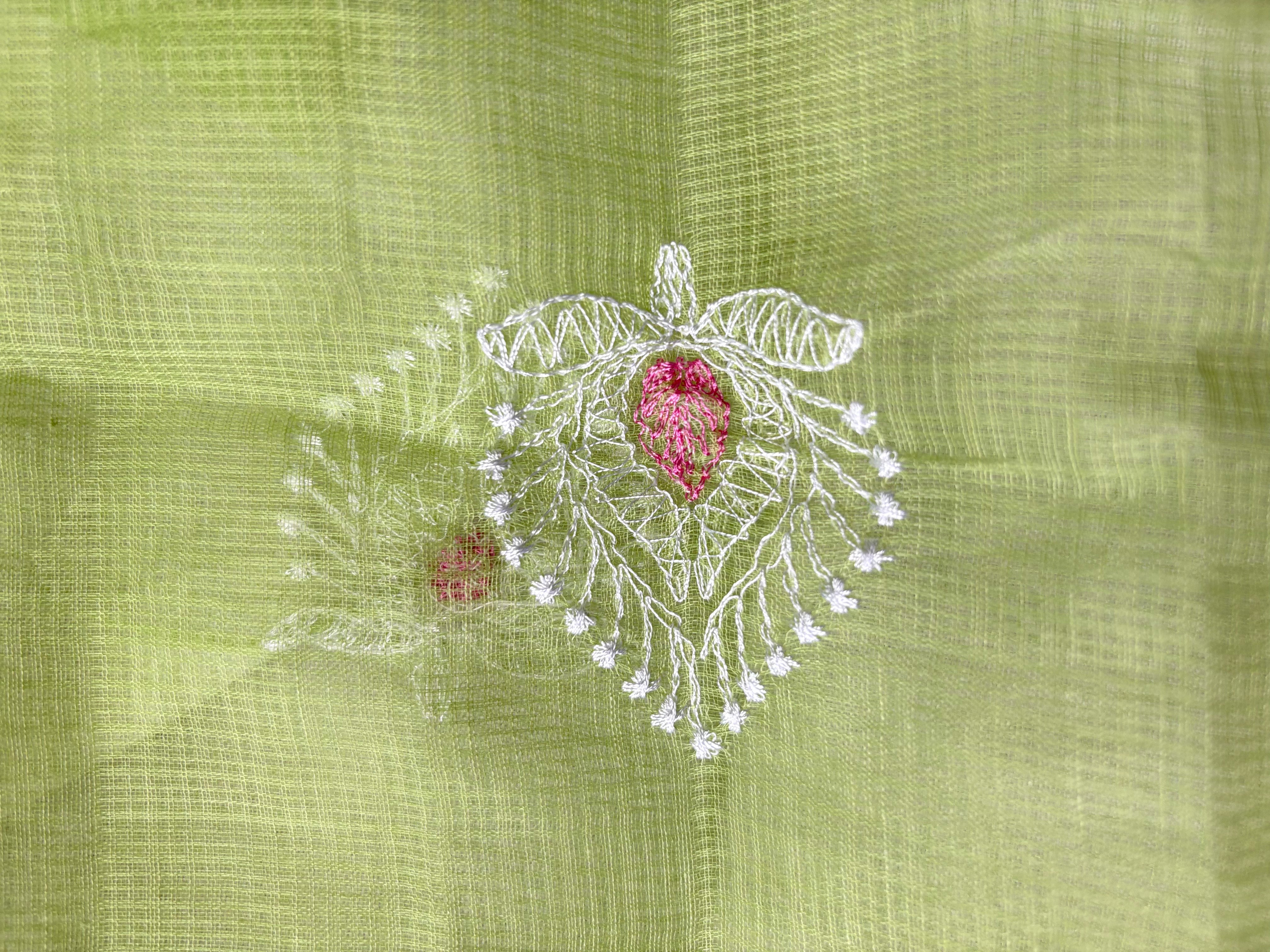 Kota Doriya Embroidery Work Suit In Green