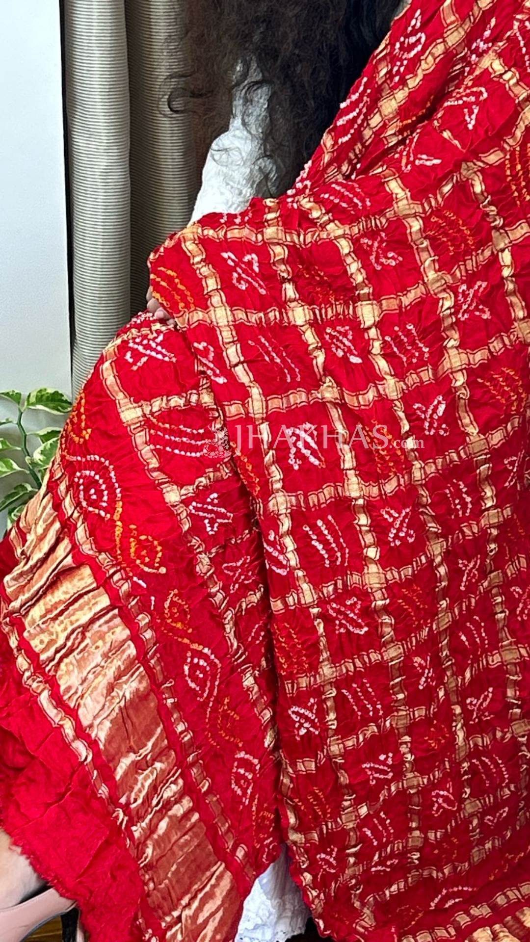 Bridal Red gajji silk gharchola dupatta 