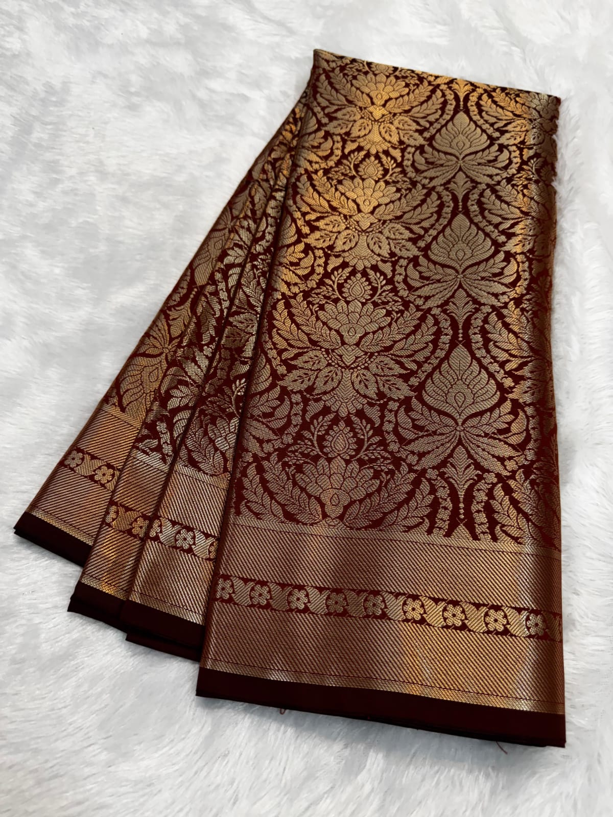 Banarasi Semi Mushroom Kathan Silk  Saree In Dark Maroon
