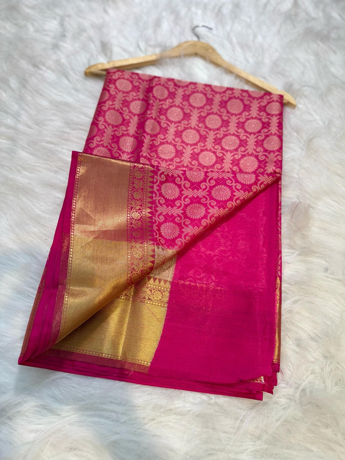 Pink Banarasi Tissue Zari Silk Saree