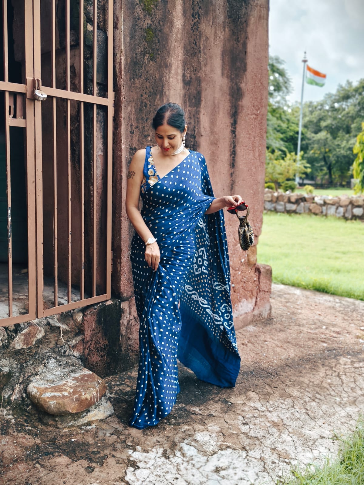 Royal Blue Modal Gaji Silk Saree