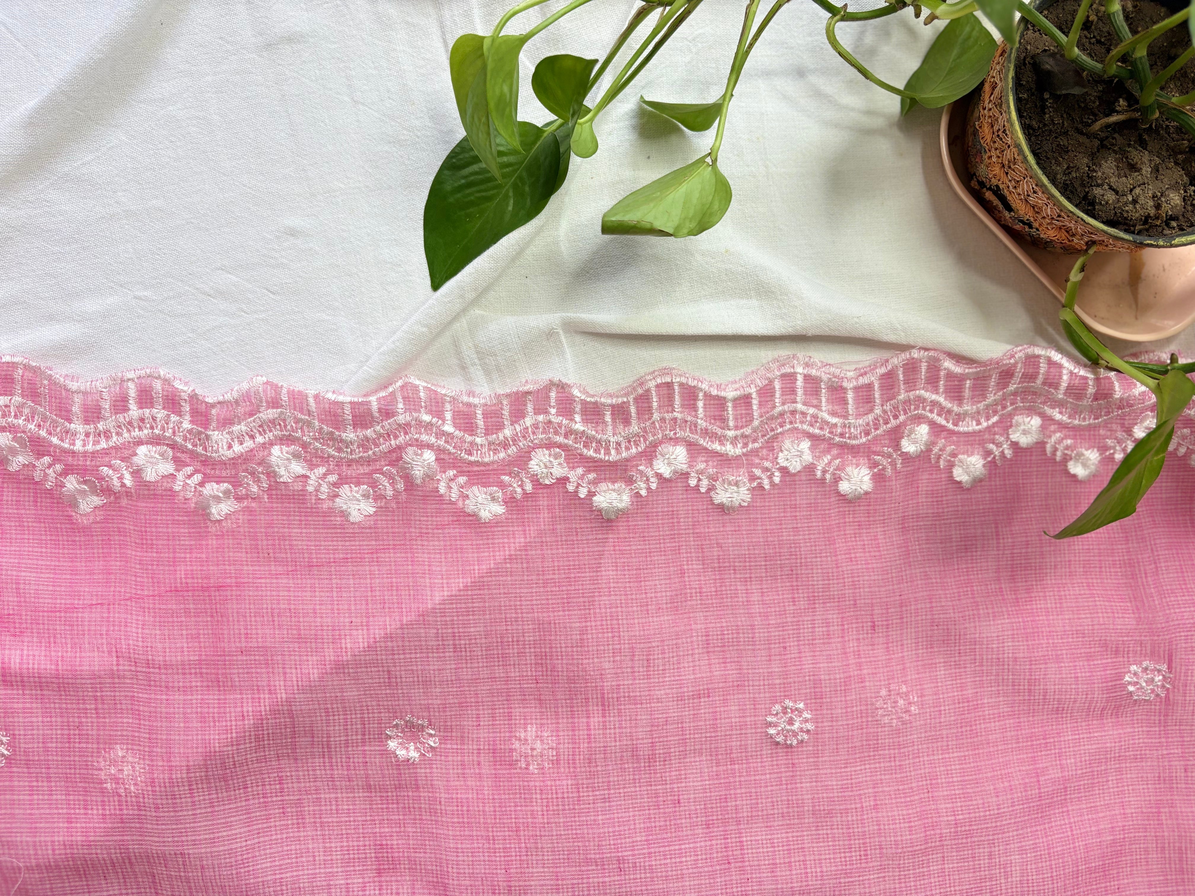 Kota Doriya Embroidery Work Suit In Pink