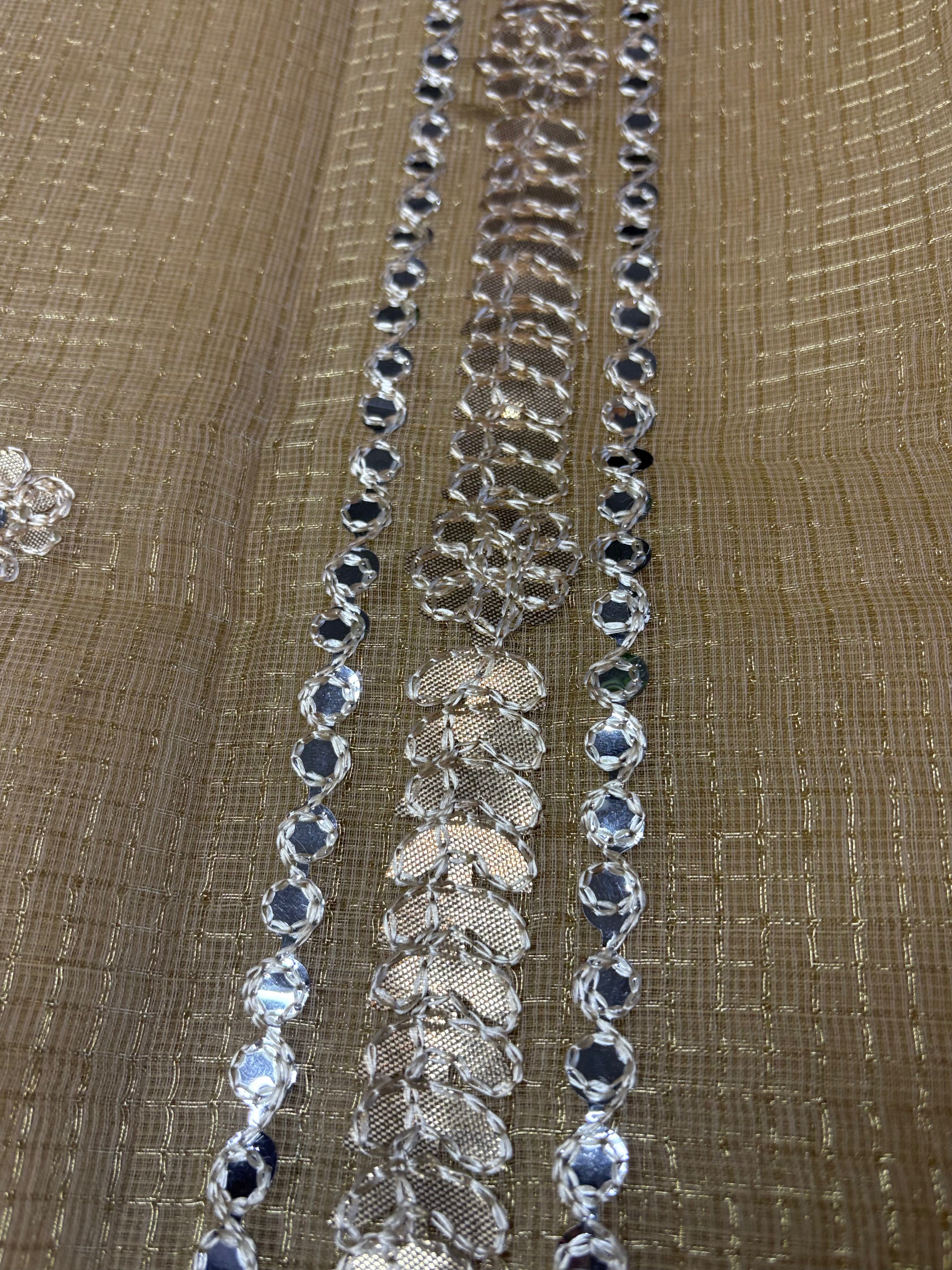 Rangili Brown Kota Doria Gota Patti Saree