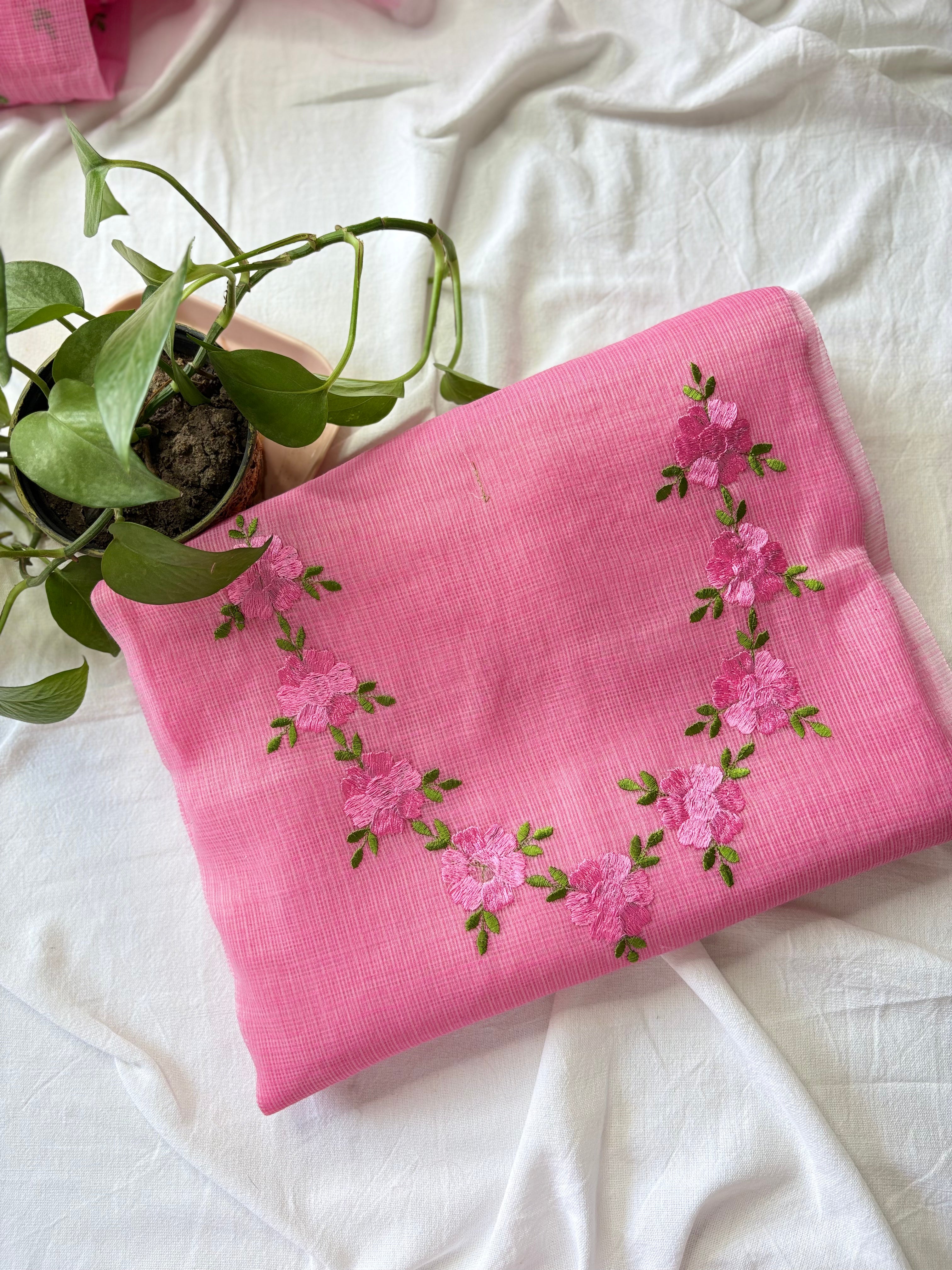 Shop Kota Doriya Embroidery Work Suit In Pink