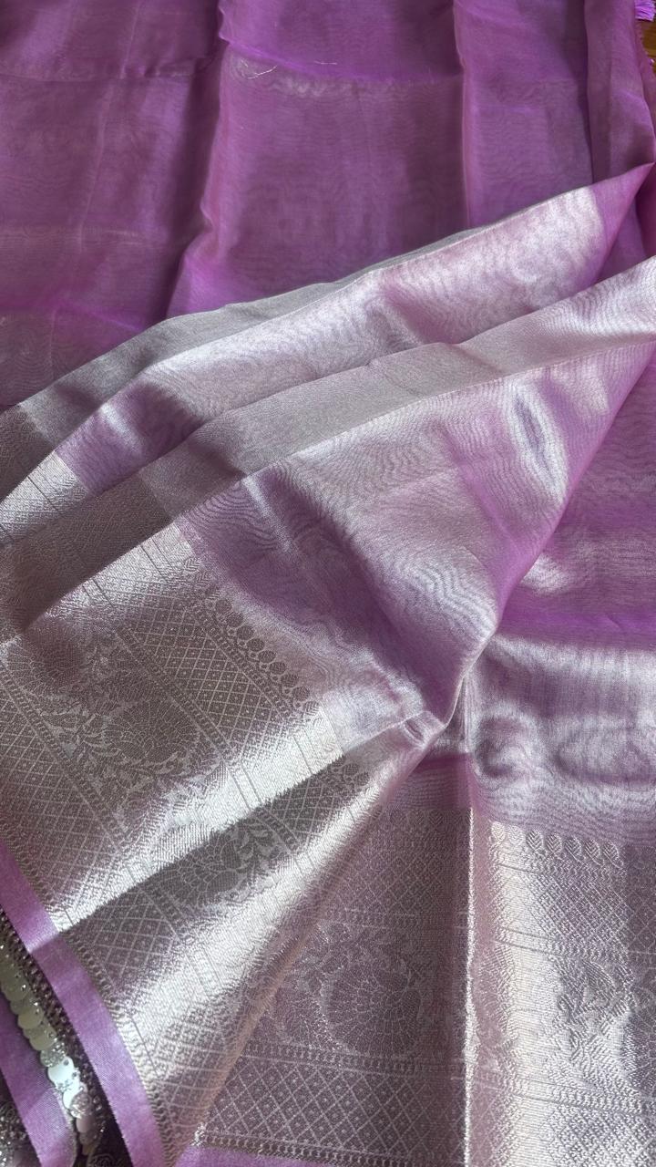 Jahanavi  Kapoor Pink Tissue Saree