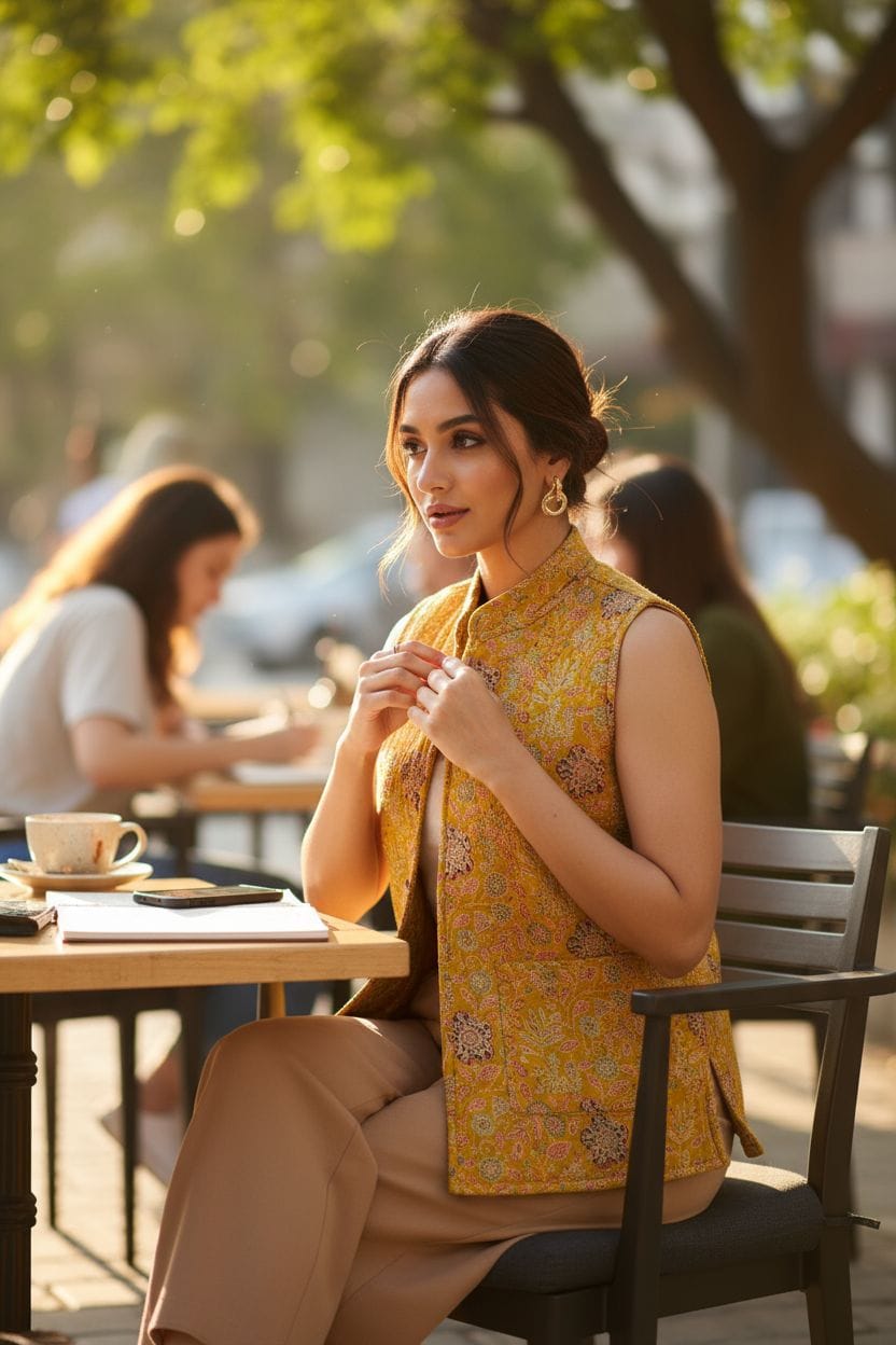 Beautiful Yellow Pure Cotton Quilted Reversible Print Jackets