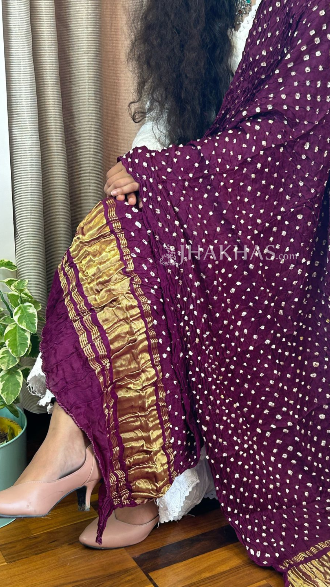 Wine Purple Modal Silk Gharchola Dupatta 