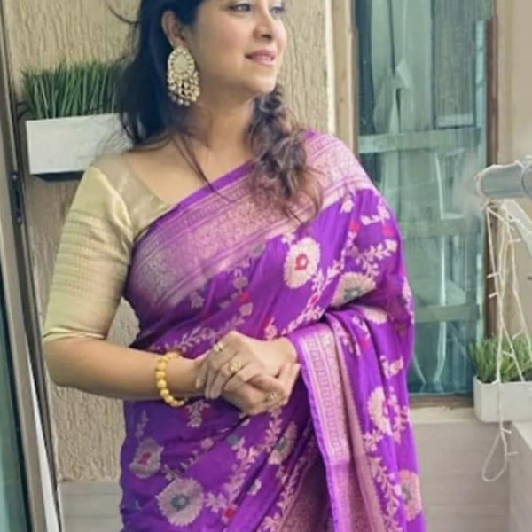 Banarasi Semi Georgette  Saree In Purple
