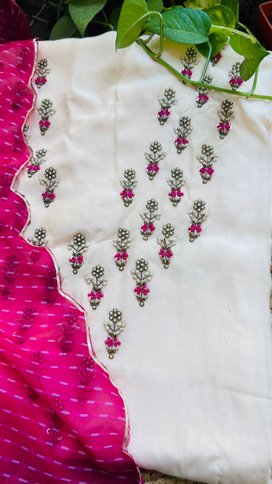 Peach Gota Patti Kurti