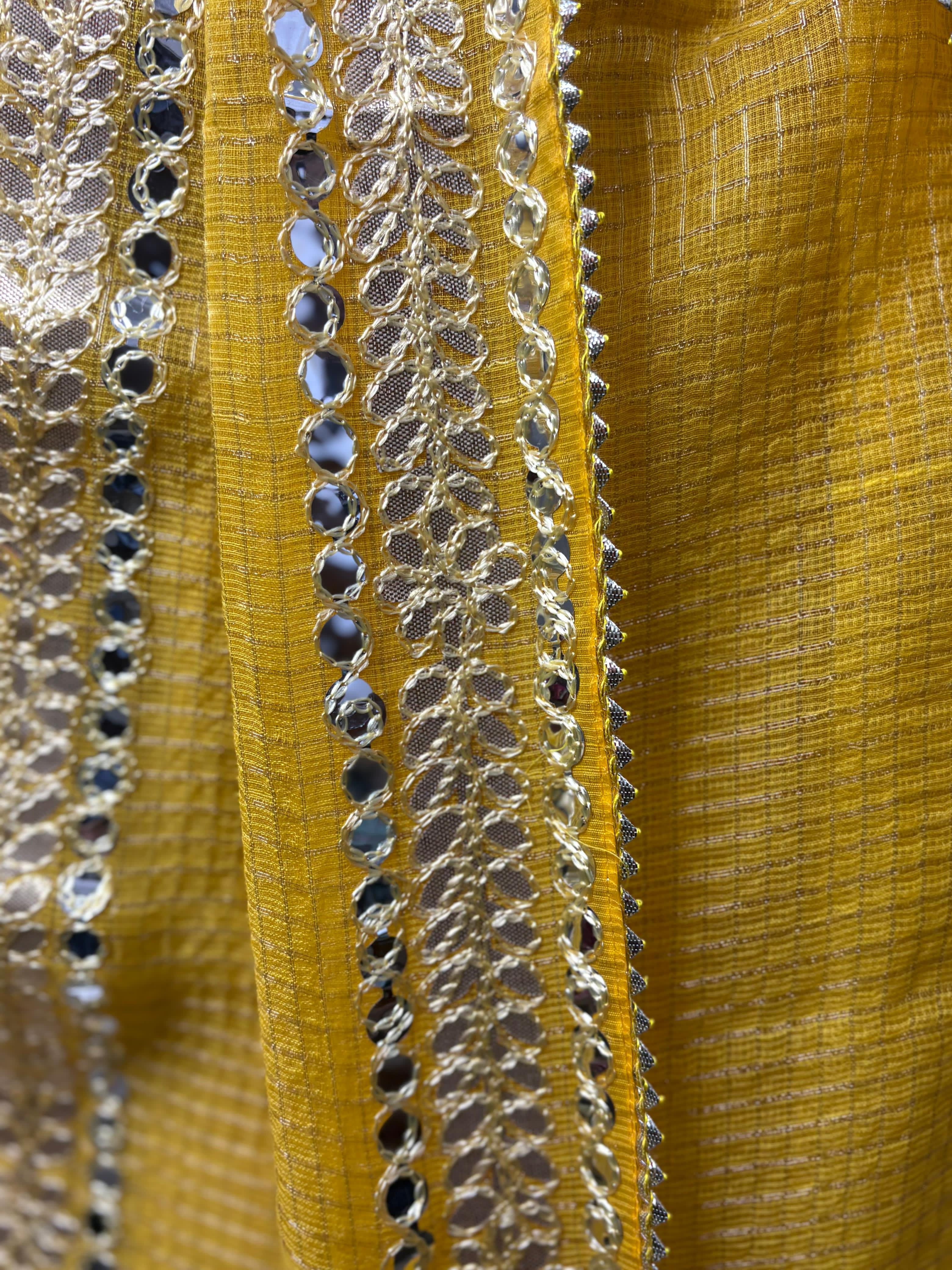 Yellow Kota Doria Heavy Gota Patti Work Dupatta