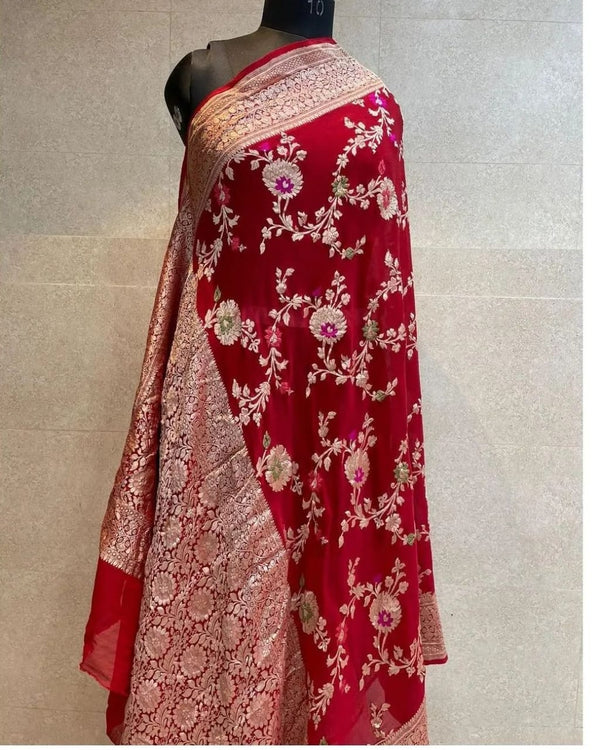 Banarasi Semi Georgette  Saree In Red