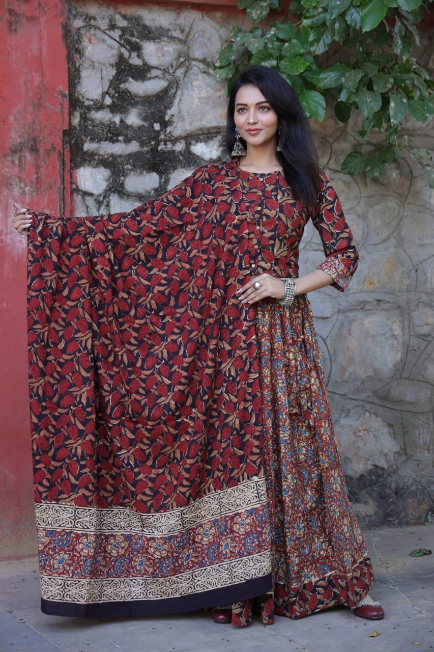 Maroon Colour Bagru Print Flora lehenga choli Set