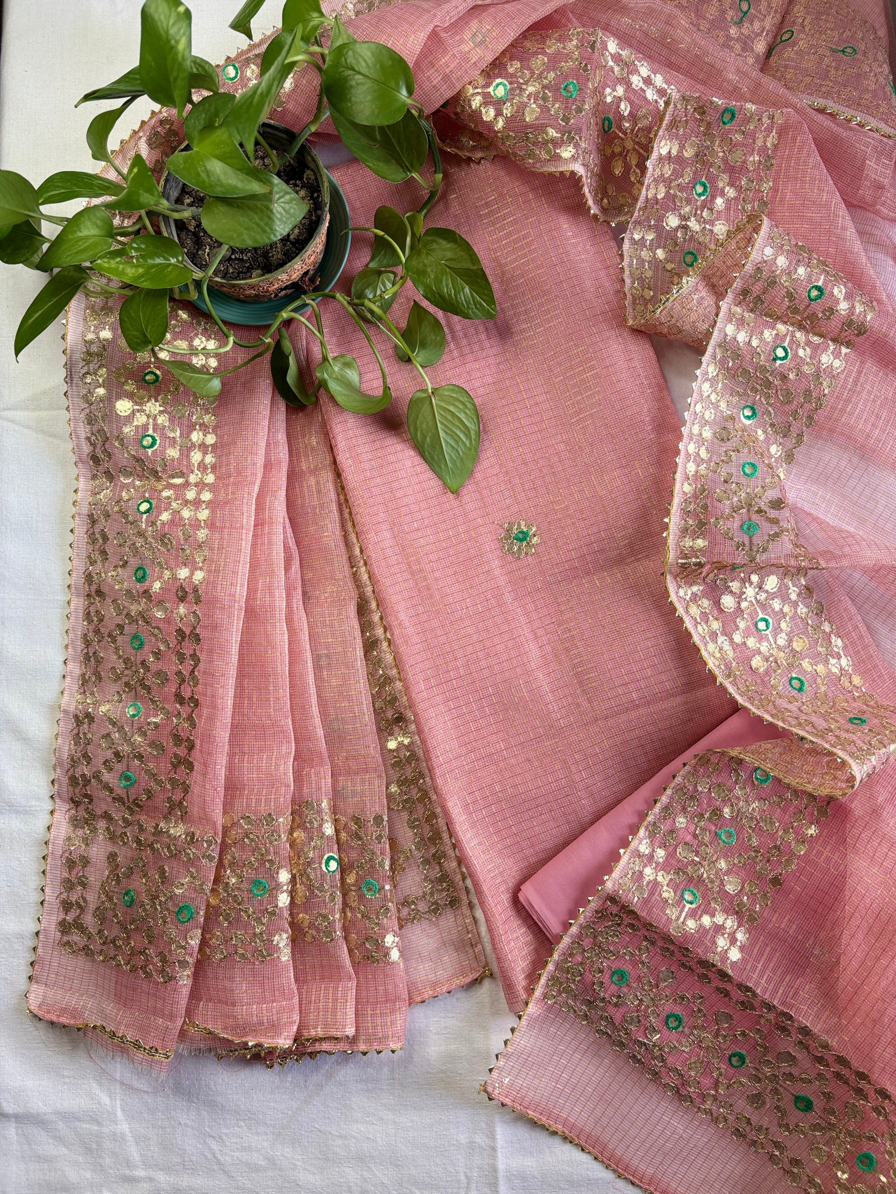 Wedding Wear Kota Gota Patti Salwar Suit In Gota Work Pink Color