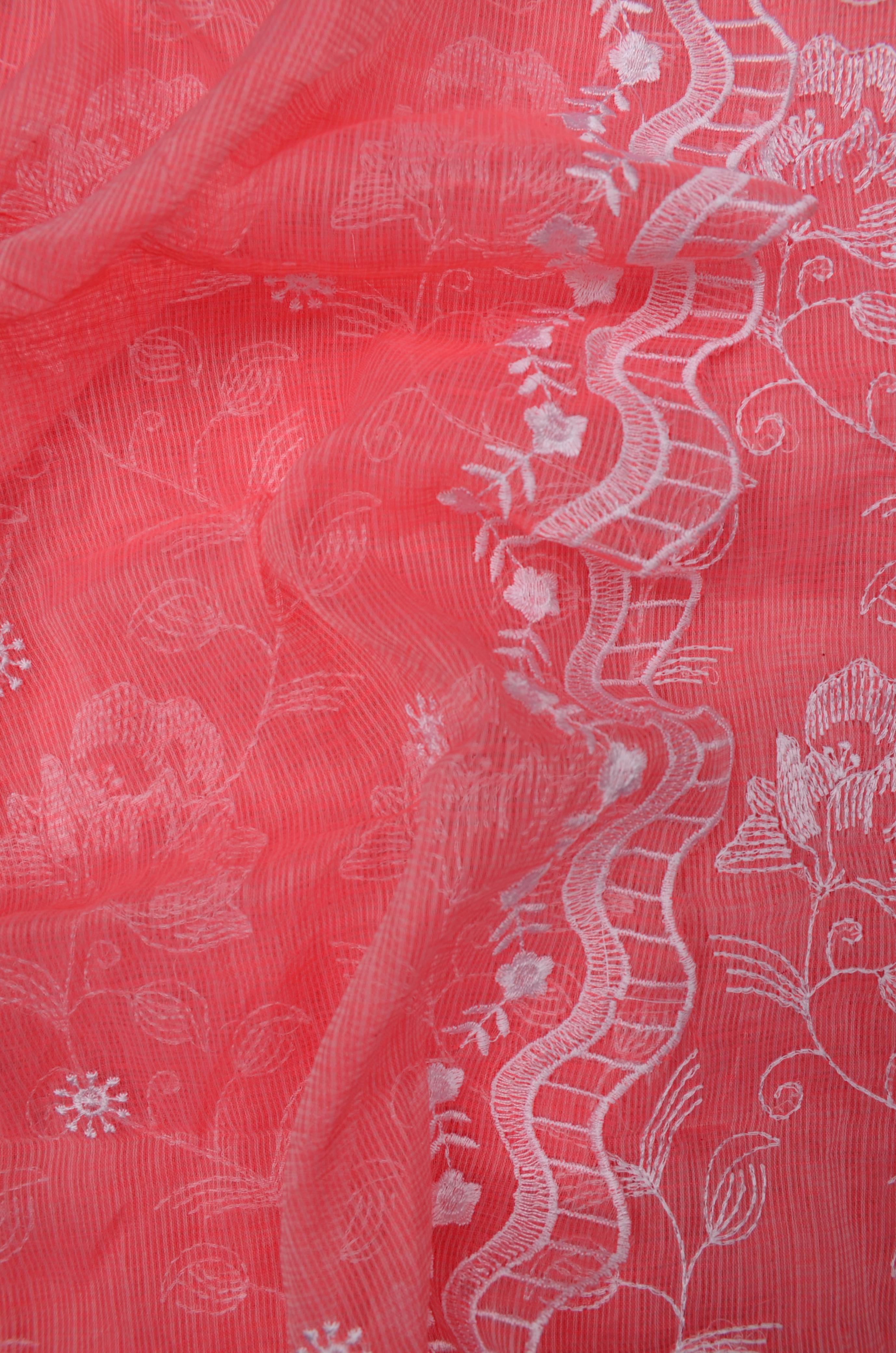 Kota Doriya Embroidery Work Suit In Peach