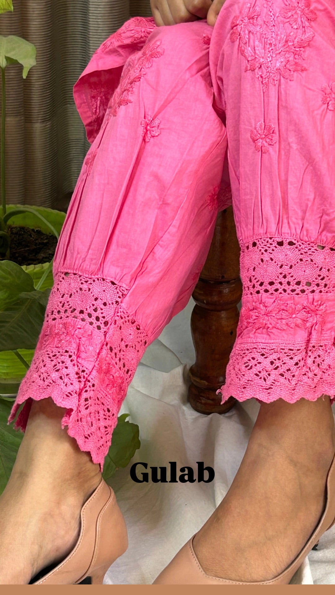 Gulab Pink Chikankari Afghani Salwar