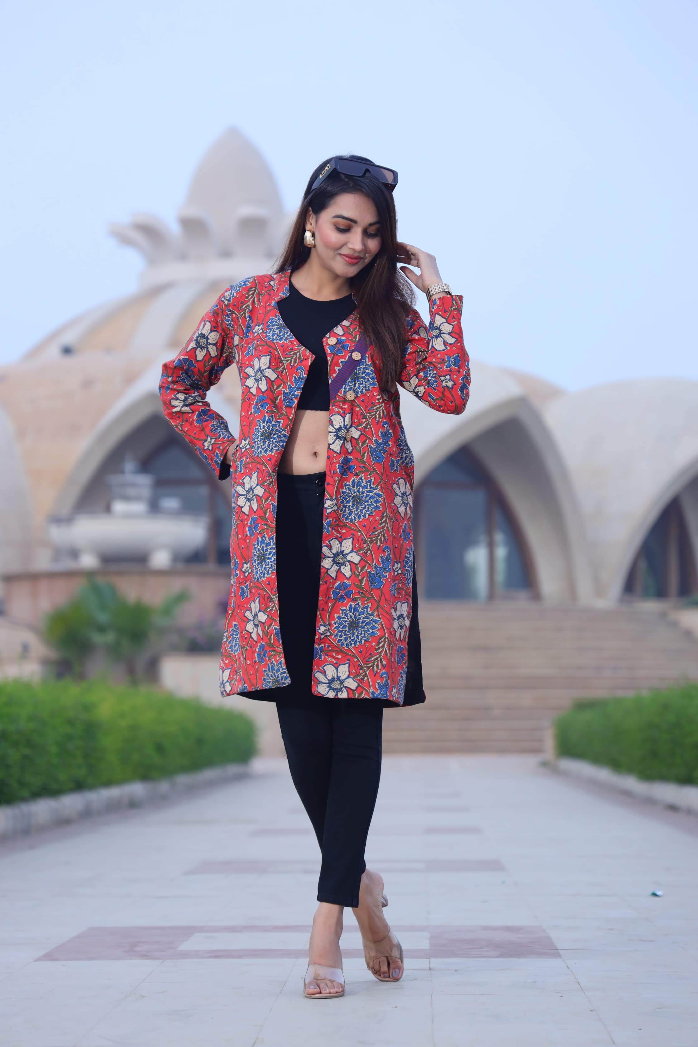 Beautiful Red Bagru Hand Block Printed Pure Cotton Winter Jackets